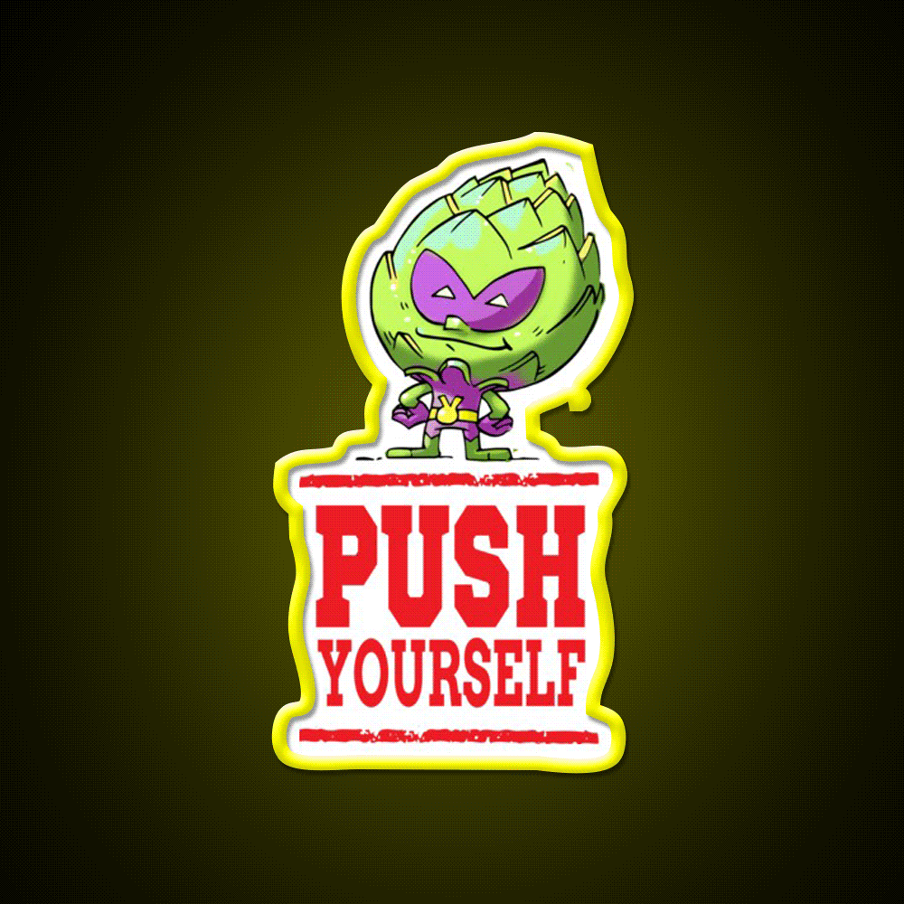 Push Yourself Artichoke Alien Workout Gym Fitness Led Neon Sign Rgb Color