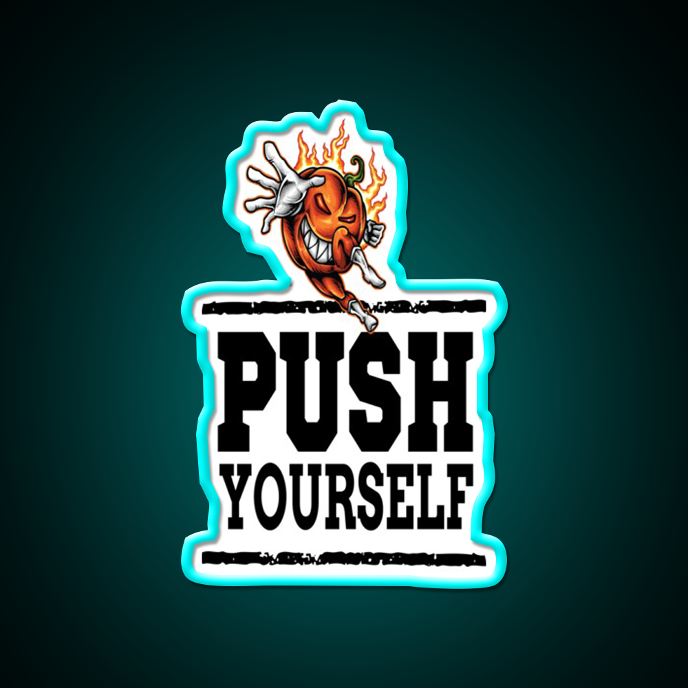 Push Yourself Halloween Pumpkin Workout Gym Fitness Led Neon Sign Rgb Color