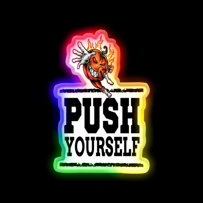 Push Yourself Halloween Pumpkin Workout Gym Fitness Led Neon Sign Rgb Color