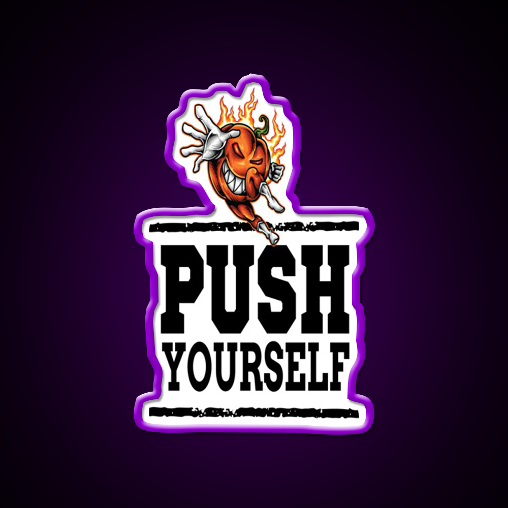 Push Yourself Halloween Pumpkin Workout Gym Fitness Led Neon Sign Rgb Color