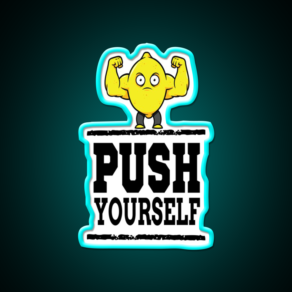 Push Yourself Jacked Lemon Workout Bodybuilding Gym Fitness Led Neon Sign Rgb Color