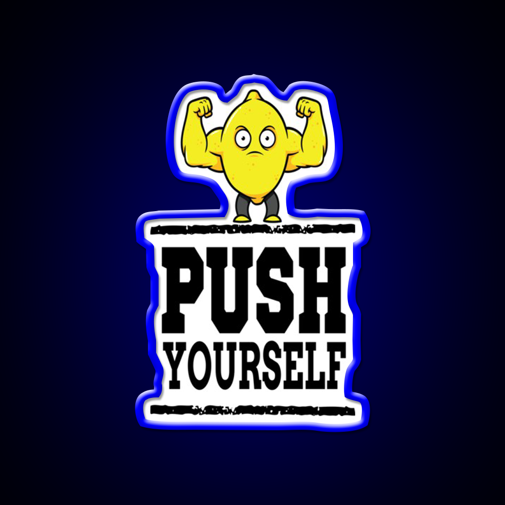Push Yourself Jacked Lemon Workout Bodybuilding Gym Fitness Led Neon Sign Rgb Color