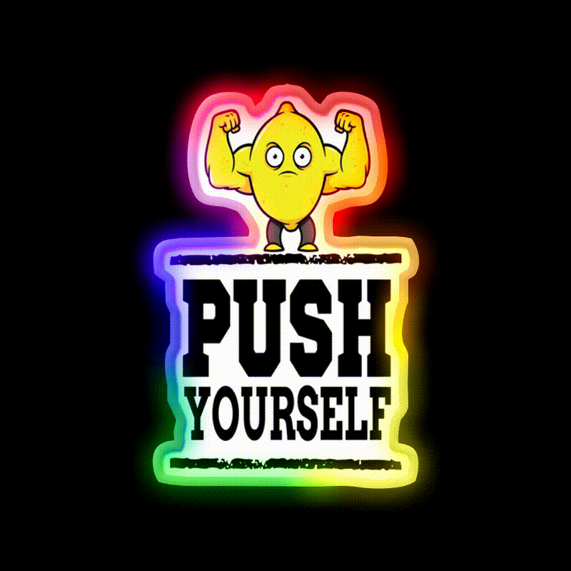 Push Yourself Jacked Lemon Workout Bodybuilding Gym Fitness Led Neon Sign Rgb Color