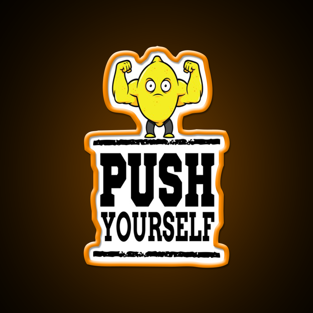 Push Yourself Jacked Lemon Workout Bodybuilding Gym Fitness Led Neon Sign Rgb Color