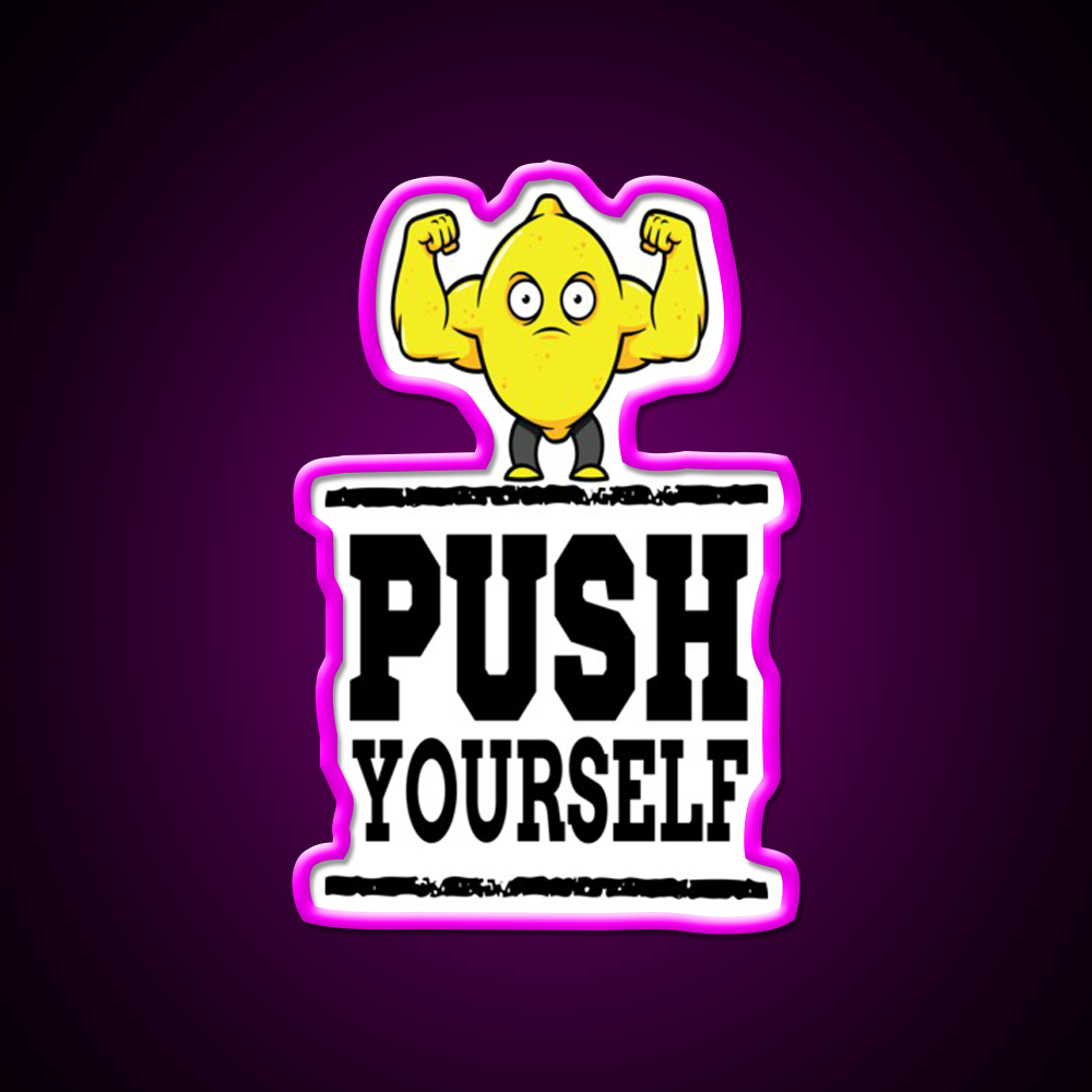Push Yourself Jacked Lemon Workout Bodybuilding Gym Fitness Led Neon Sign Rgb Color