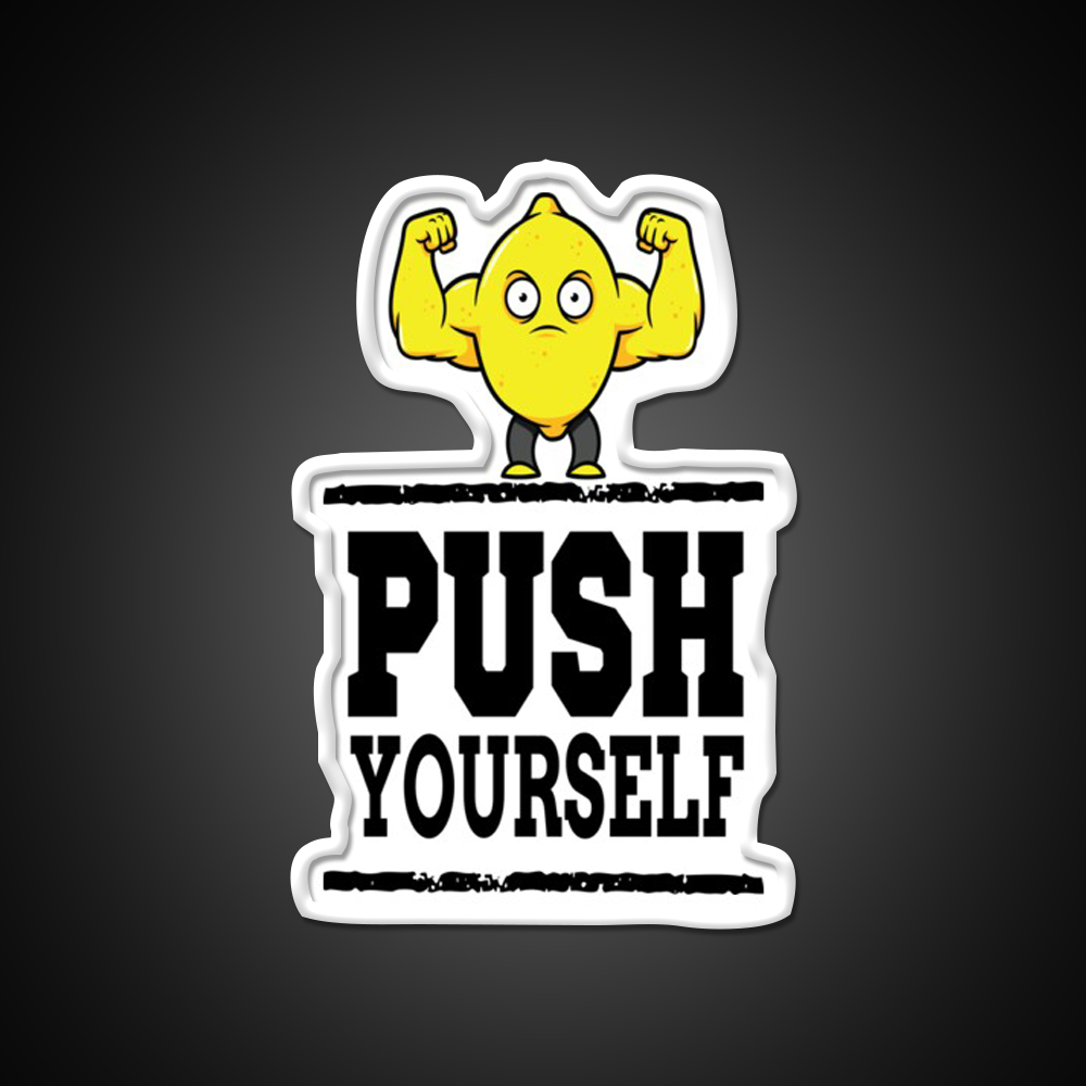 Push Yourself Jacked Lemon Workout Bodybuilding Gym Fitness Led Neon Sign Rgb Color