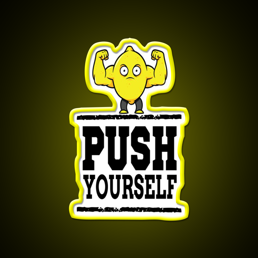 Push Yourself Jacked Lemon Workout Bodybuilding Gym Fitness Led Neon Sign Rgb Color