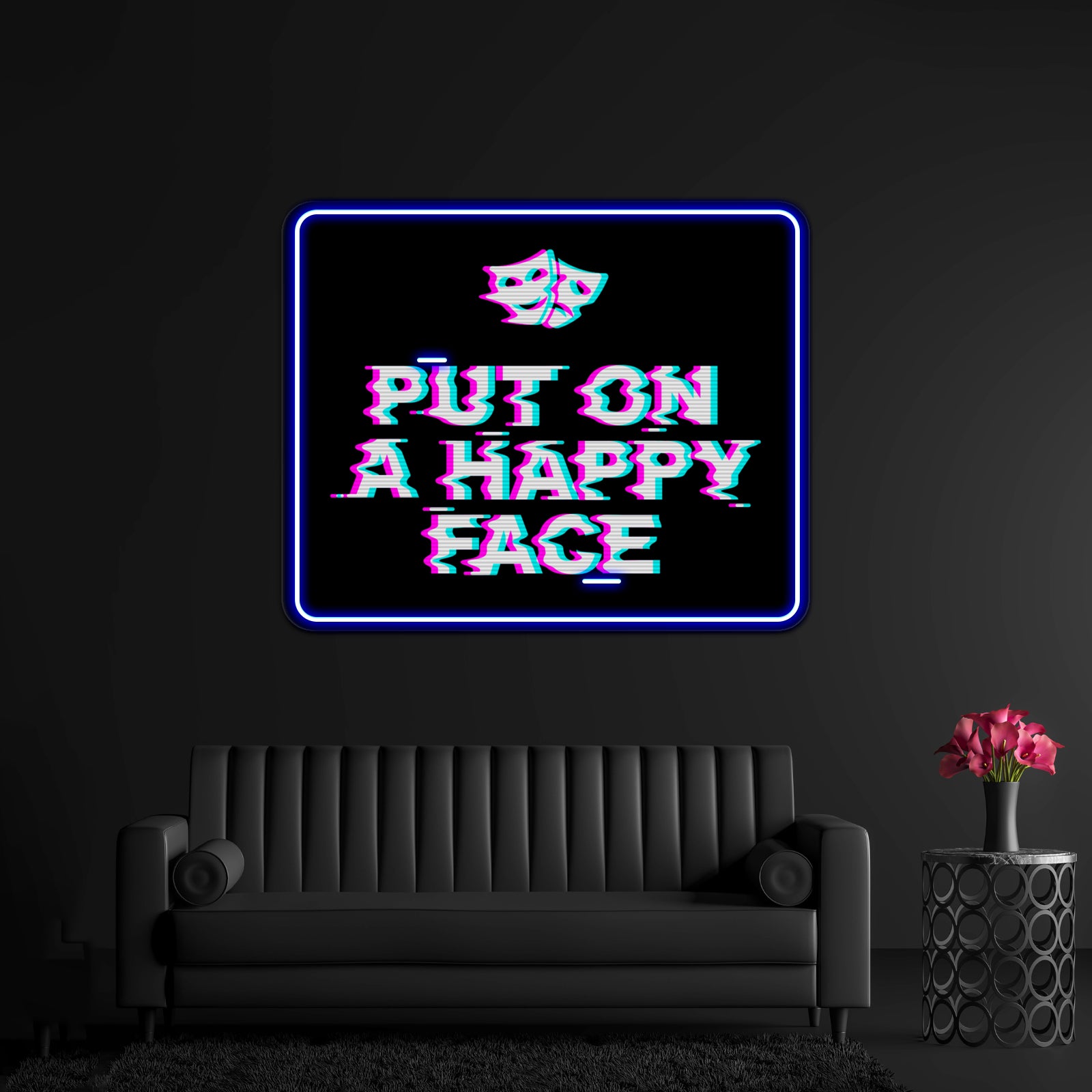 Put On A Happy Face Artwork Led Signs For Room | Shineneon