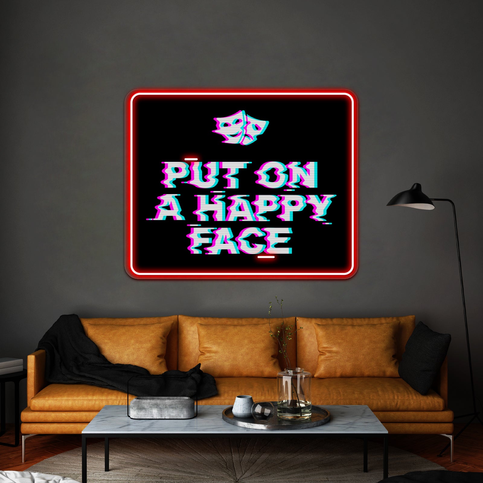 Put On A Happy Face Artwork Led Signs For Room | Shineneon