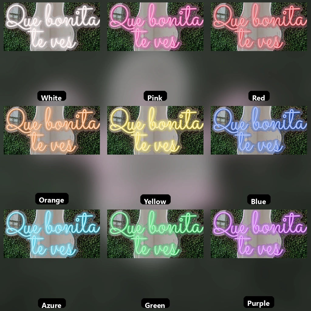 Que Bonita Teves LED Neon Sign - 05 Color Grid