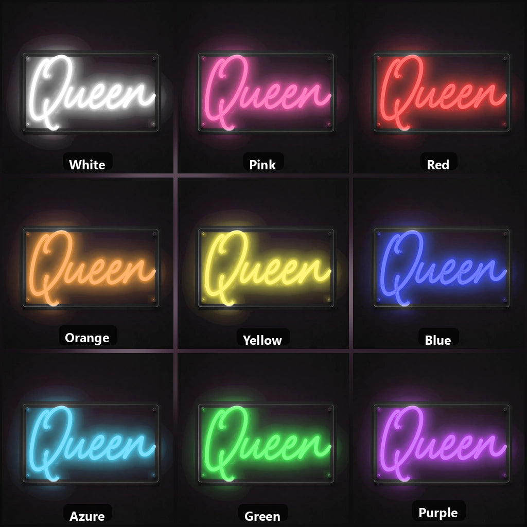 Queen LED Neon Sign Garage Man Cave Neon Sign color grid