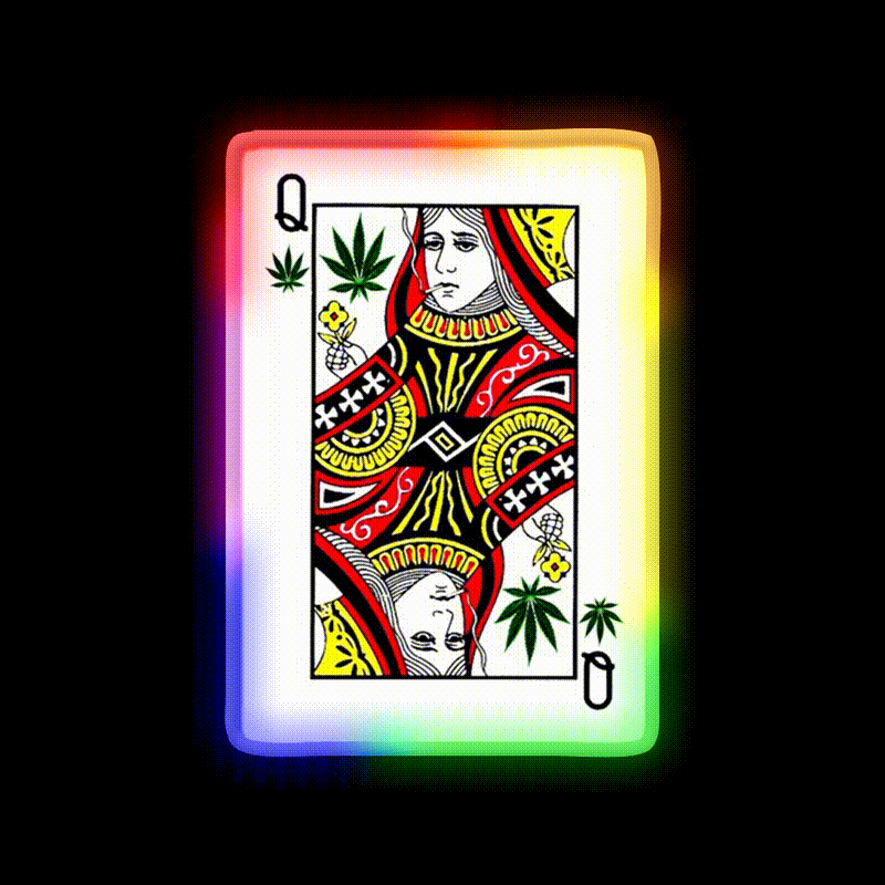 Queen Of Hemp Inspired Green Leaf Led Neon Sign Rgb Color - LED neon sign close-up detail