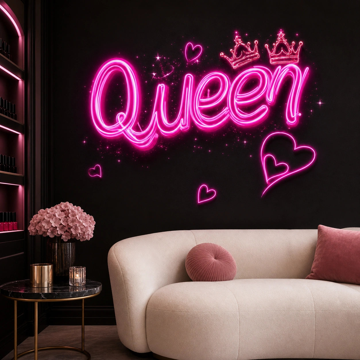 Queen Wall Decor LED Neon Sign Garage Man Cave Neon Sign real lifestyle scene