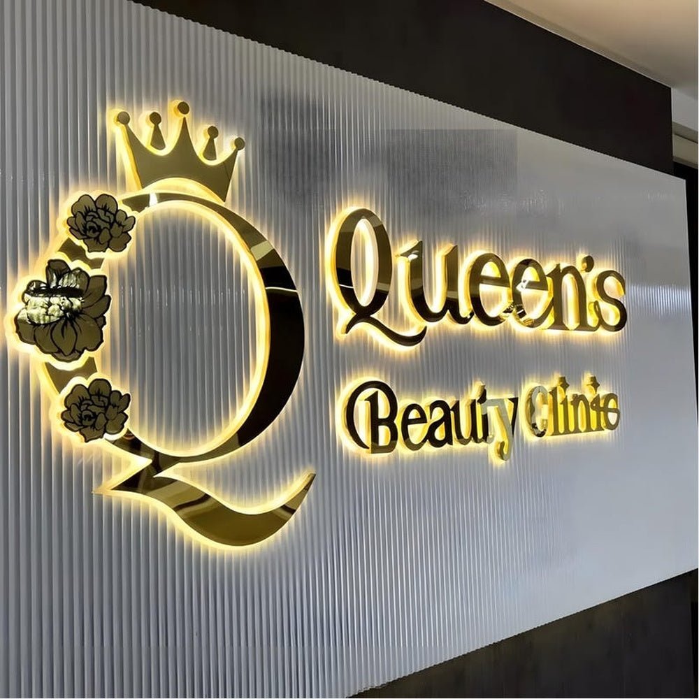 Queens Beauty Clinic 3D Backlit Channel Letters Led Light Sign - Shineneon