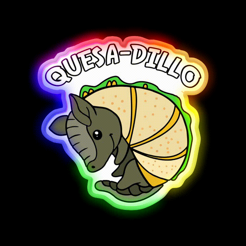 Quesa Dillo Red Fast Food Led Neon Sign For Burger Place Rgb Color