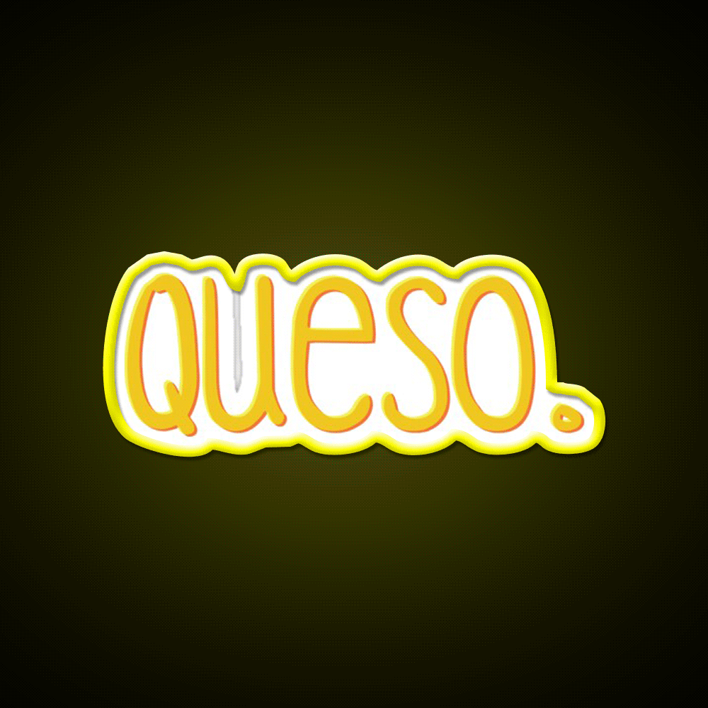 Queso Snack Food Led Neon Sign Rgb Color - Custom LED neon sign front view