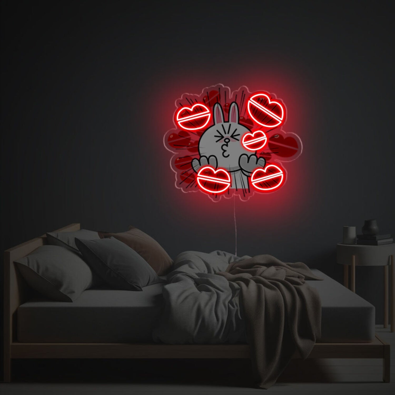 Rabbit With Lip Prints Led Neon Acrylic Artwork | Shineneon