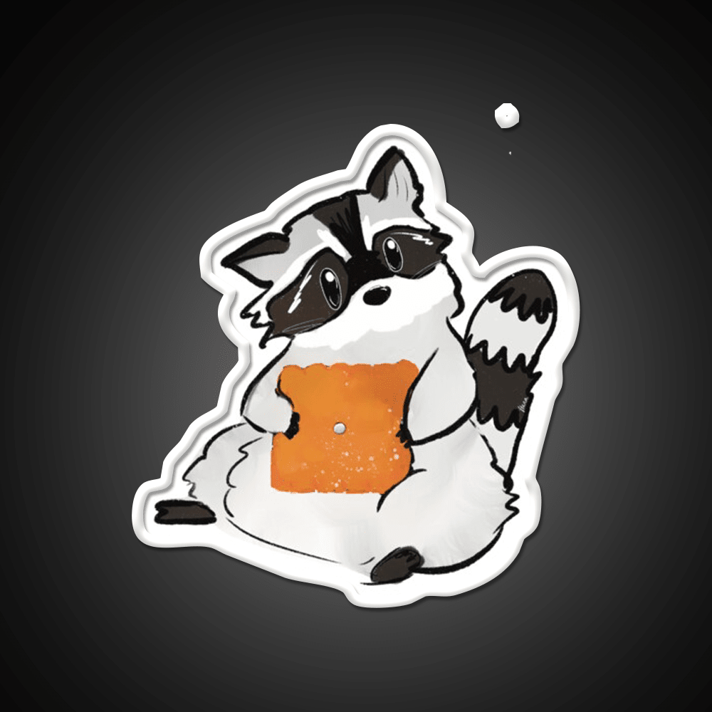 Raccoon Holding A Giant Cheez It Cracker Snack Food Led Neon Sign Rgb Color - Shineneon