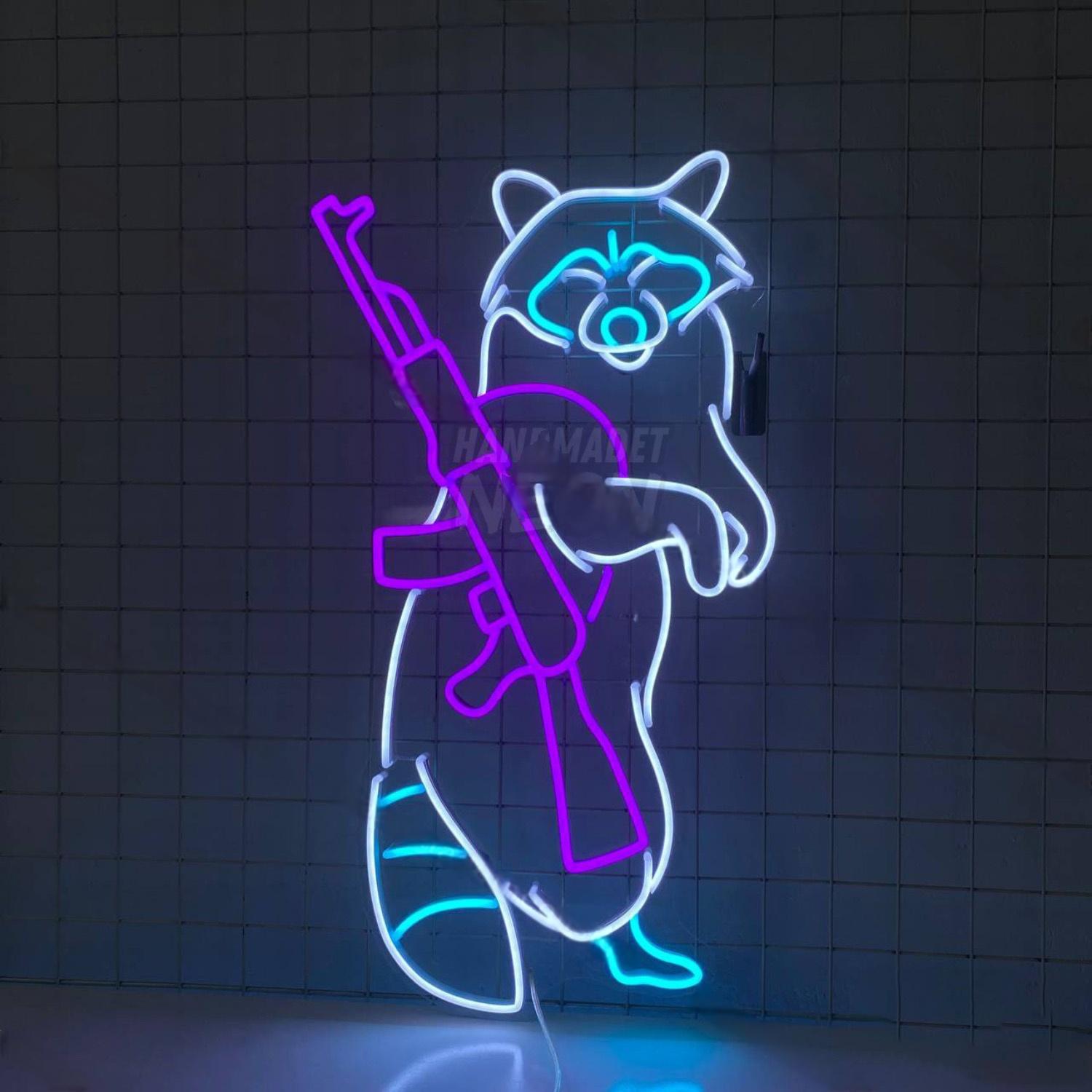 Raccoon Shooting Led Neon Sign | Shineneon