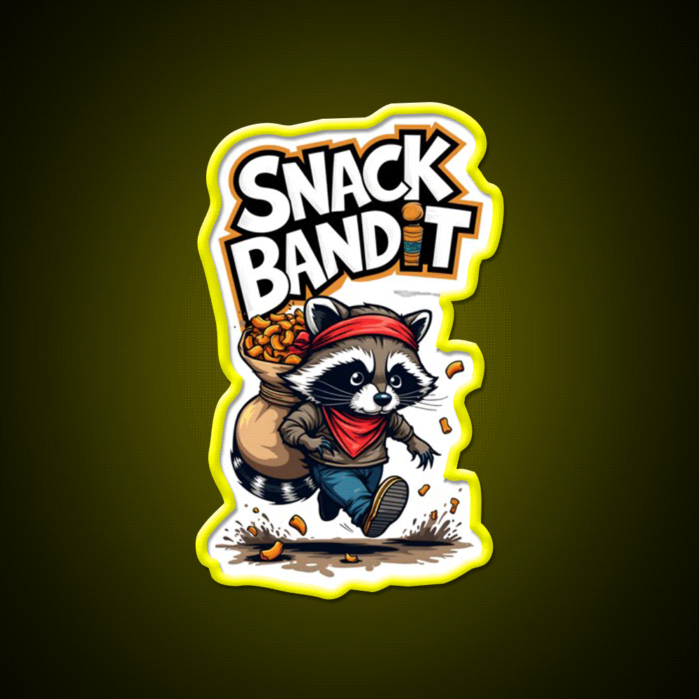 Raccoon Snack Bandit Snack Food Led Neon Sign Rgb Color