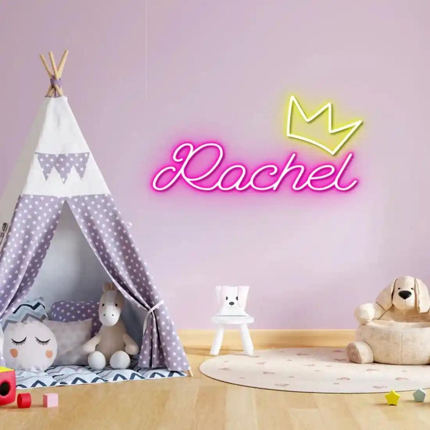 Rachel Pink Crown Led Neon Sign For Girls Room Decor | Shineneon