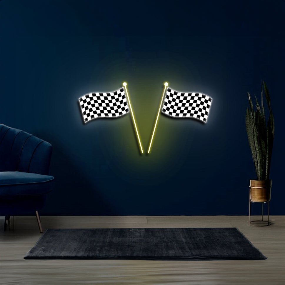 Racing Flag Neon Sign Wall Art Led Light - Shineneon