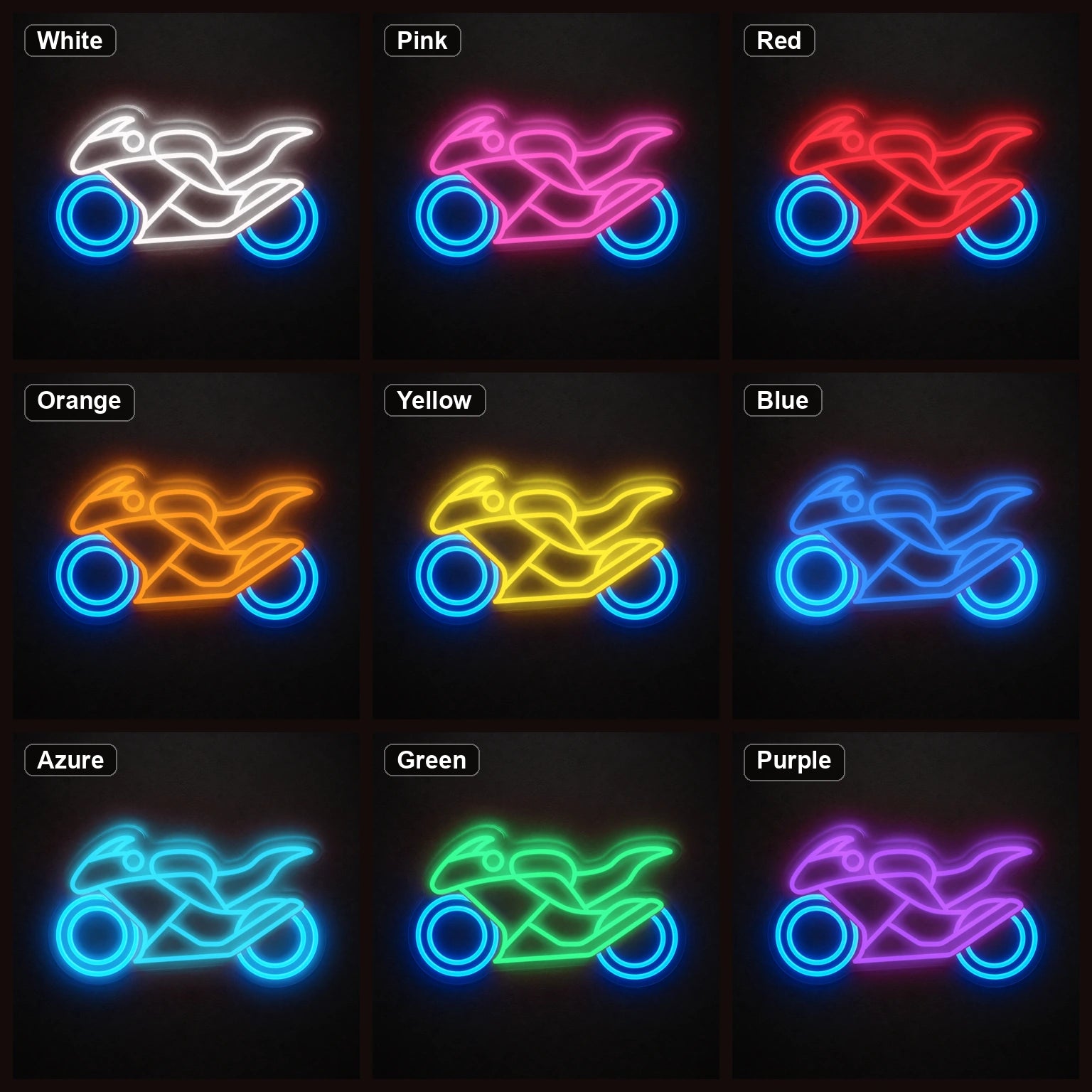 Racing Motorcycle Side Profile LED Neon Sign Garage Man Cave Neon Sign color grid