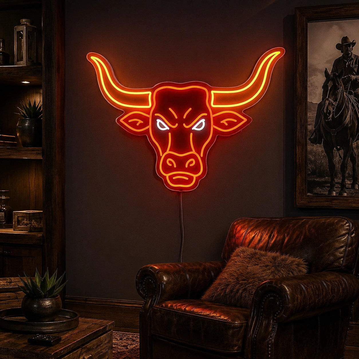 Raging Bull Head Neon Sign LED Neon Sign real lifestyle scene