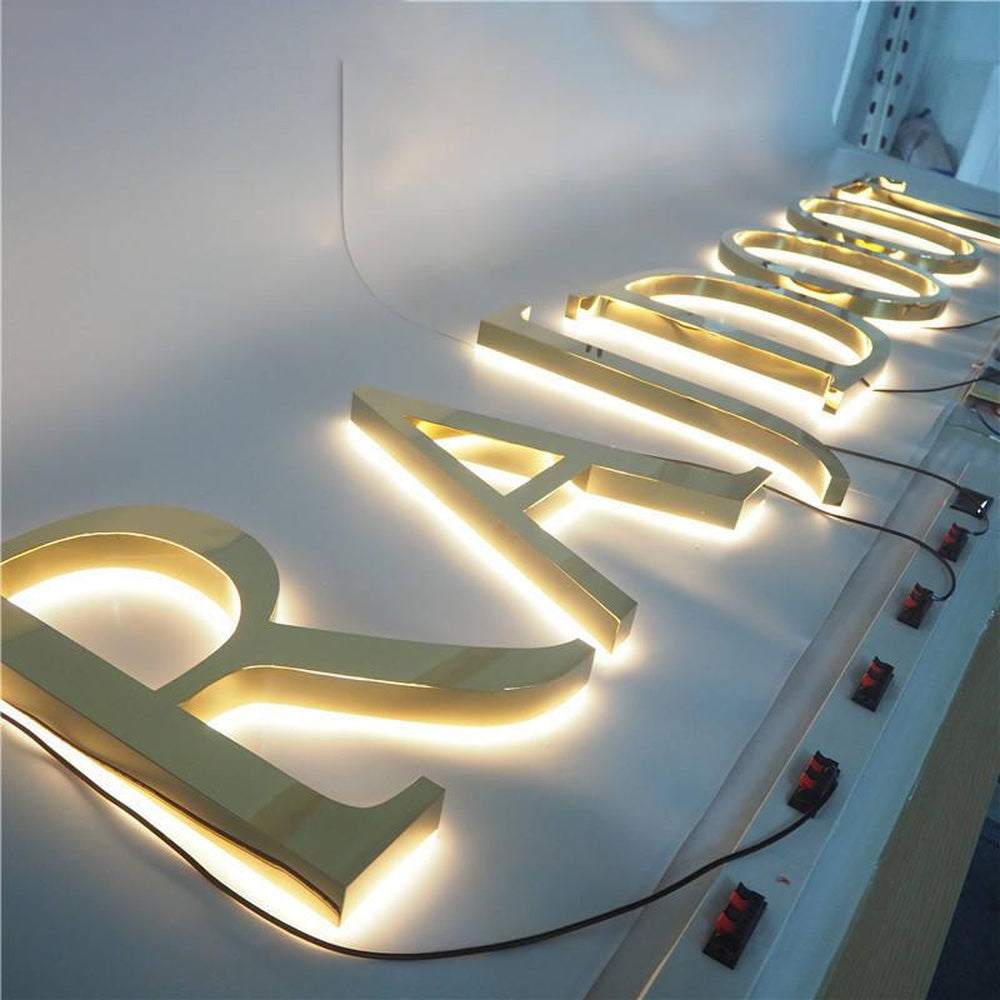 Rain Bow 3D Backlit Letters Business Metal Led Sign