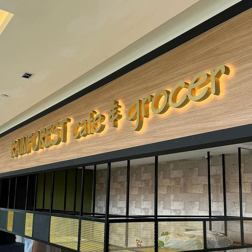 Rain Forest Cafe And Grocer 3D Backlit Letters Business Metal Led Sign