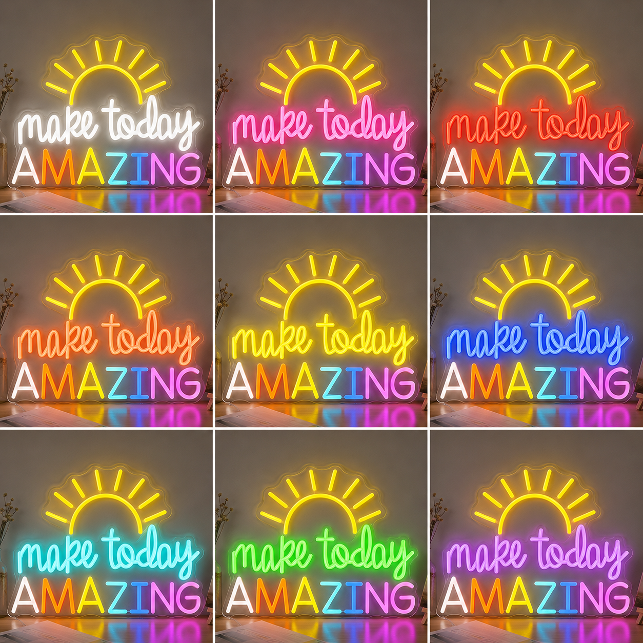 Rainbow Bedroom LED Neon Sign color grid