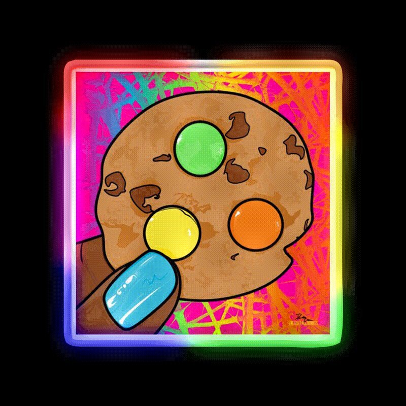 Rainbow Chocolate Chip Cookie Pop Art Nail Salon Led Neon Sign Rgb Color - LED neon sign close-up detail