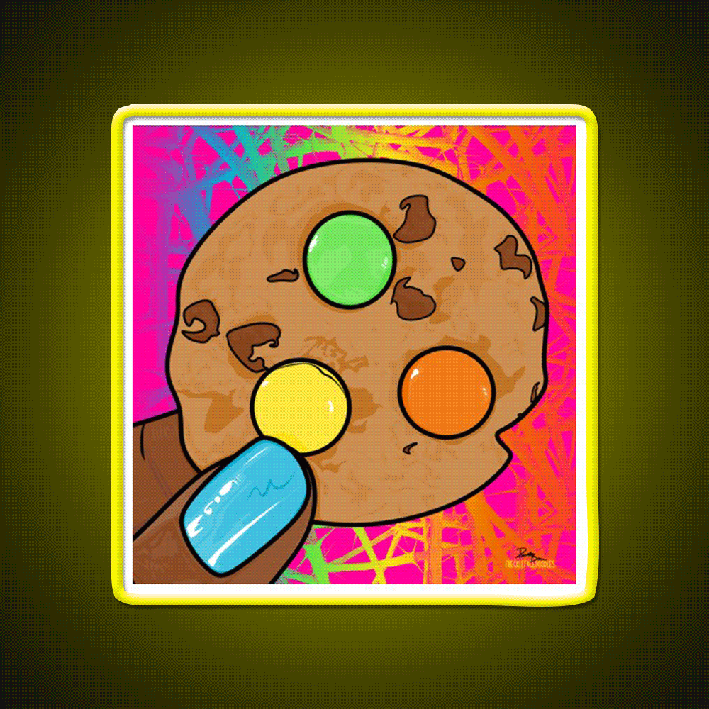Rainbow Chocolate Chip Cookie Pop Art Nail Salon Led Neon Sign Rgb Color - Custom LED neon sign front view