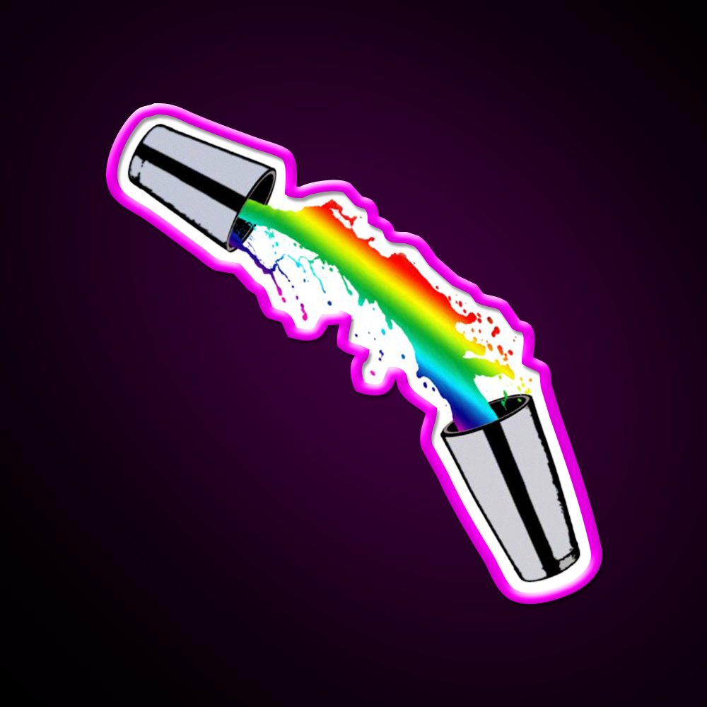 Rainbow Cocktail Bartender Bar Shaker Cocktail Bar Decor Led Neon Sign Rgb Color - Neon sign mounted on wall in room
