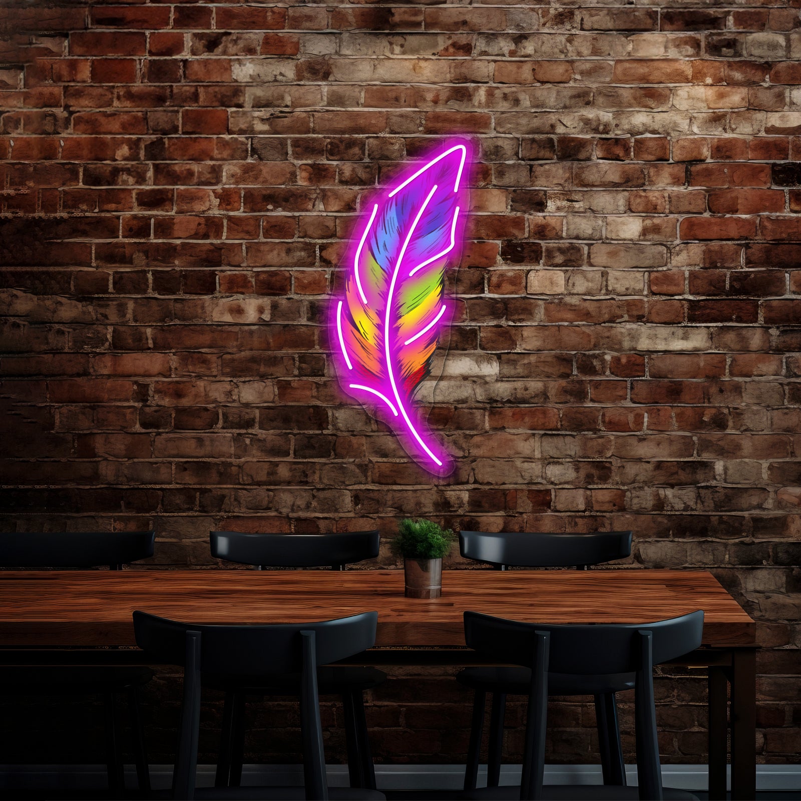 Rainbow Feather Artwork Led Signs For Room | Shineneon