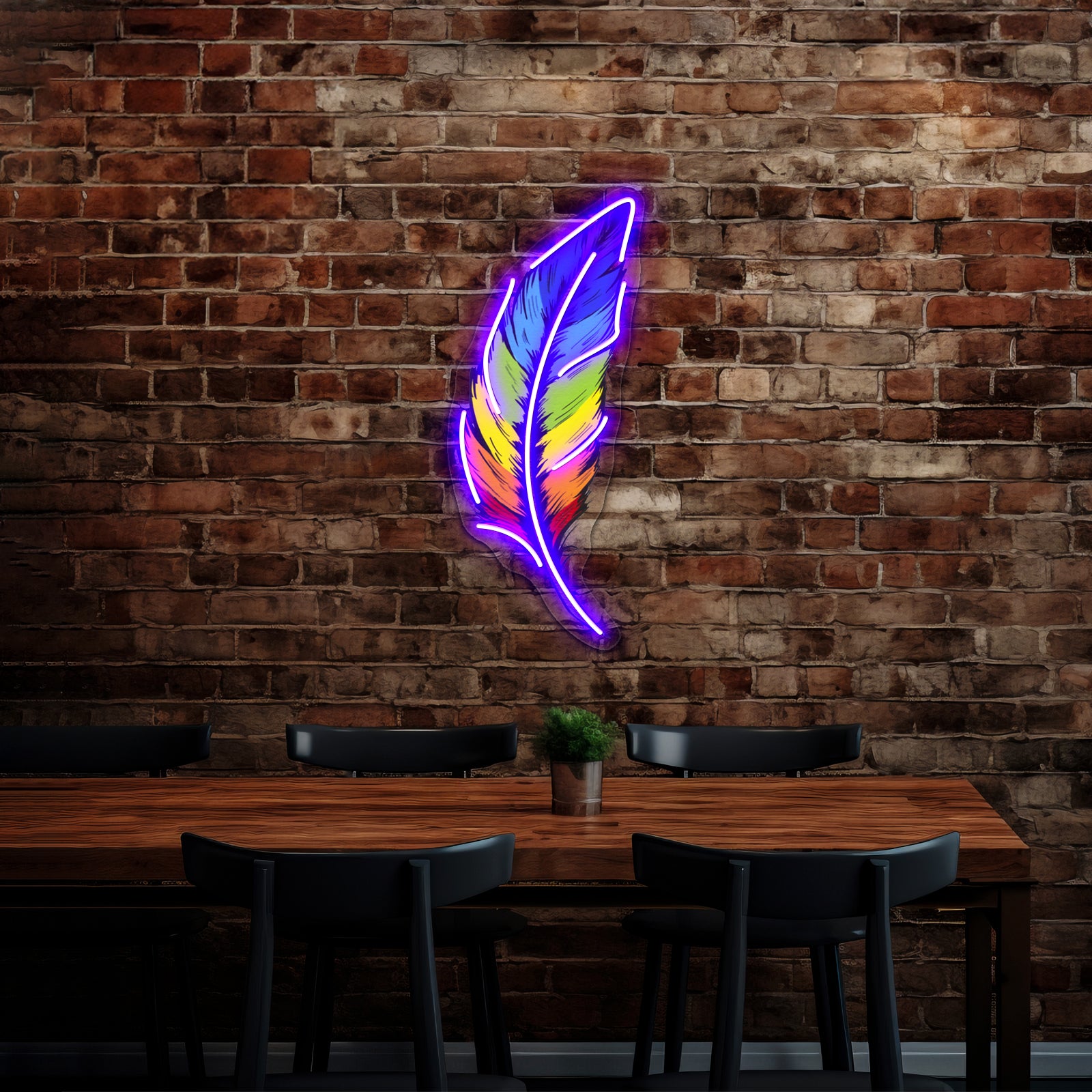 Rainbow Feather Artwork Led Signs For Room | Shineneon