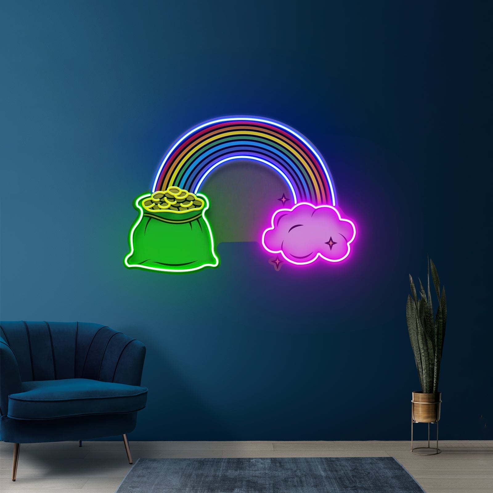 Rainbow Floating On Clouds Led Neon Sign Light Custom Led Signs - Shineneon