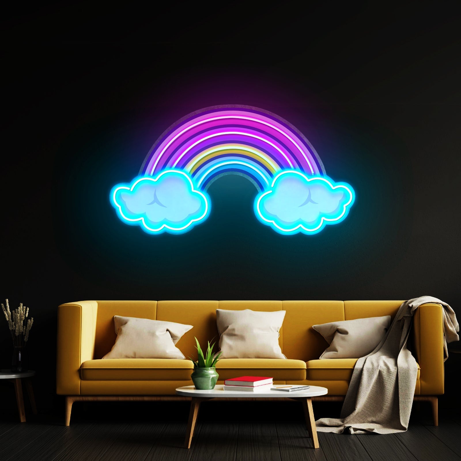 Rainbow Floating On Clouds Led Neon Sign Light Custom Led Signs - Shineneon