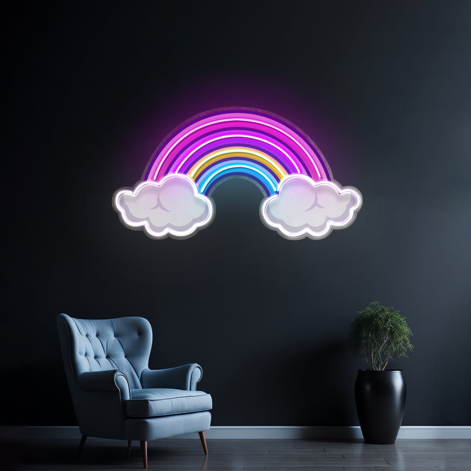 Rainbow Floating On Clouds Led Neon Sign Light Custom Led Signs - Shineneon