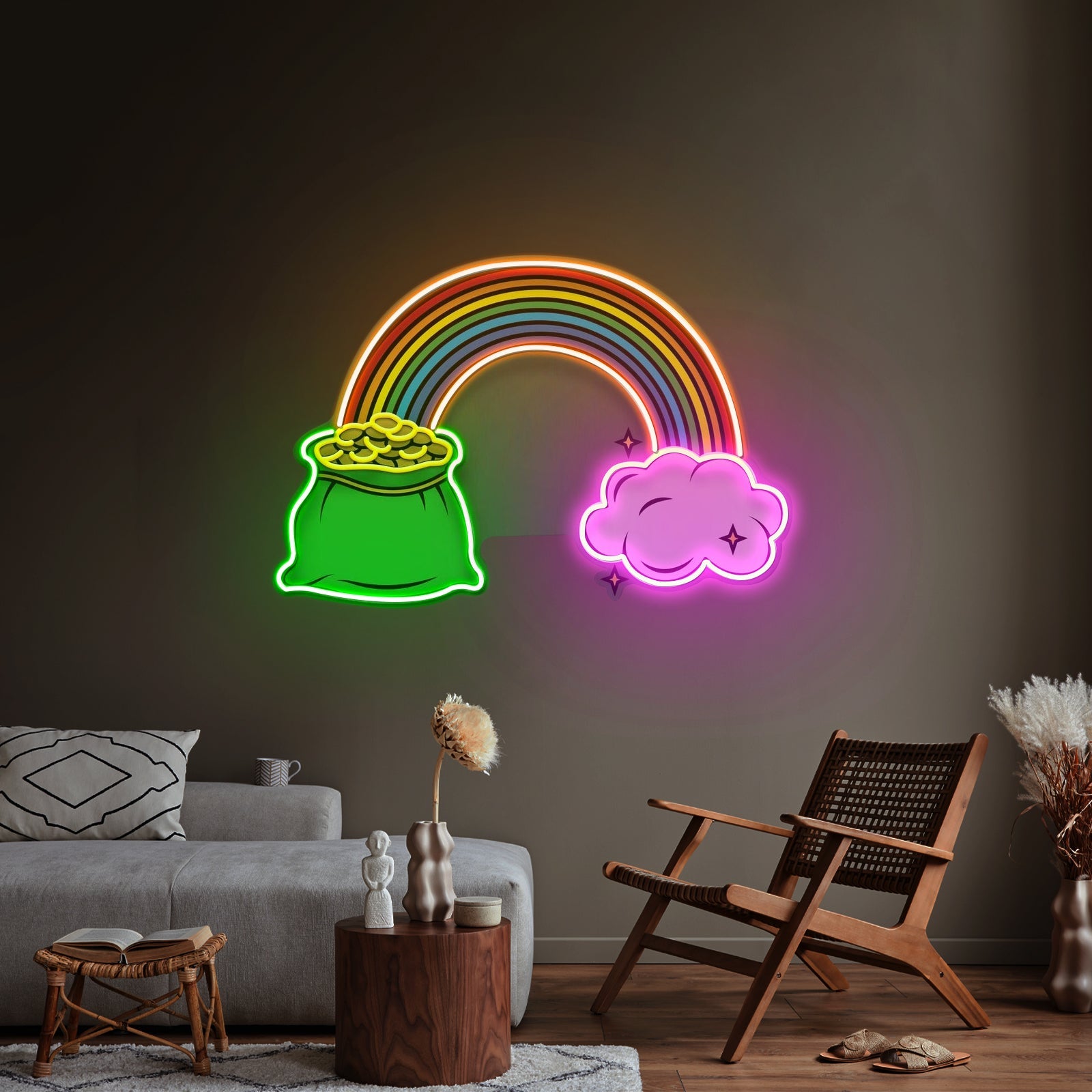 Rainbow Floating On Clouds Led Neon Sign Light Custom Led Signs - Shineneon