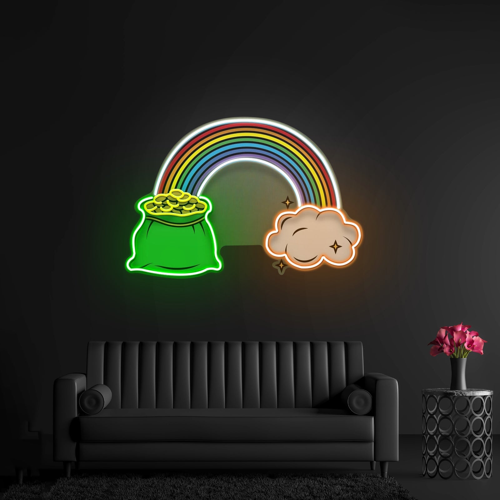 Rainbow Floating On Clouds Led Neon Sign Light Custom Led Signs - Shineneon