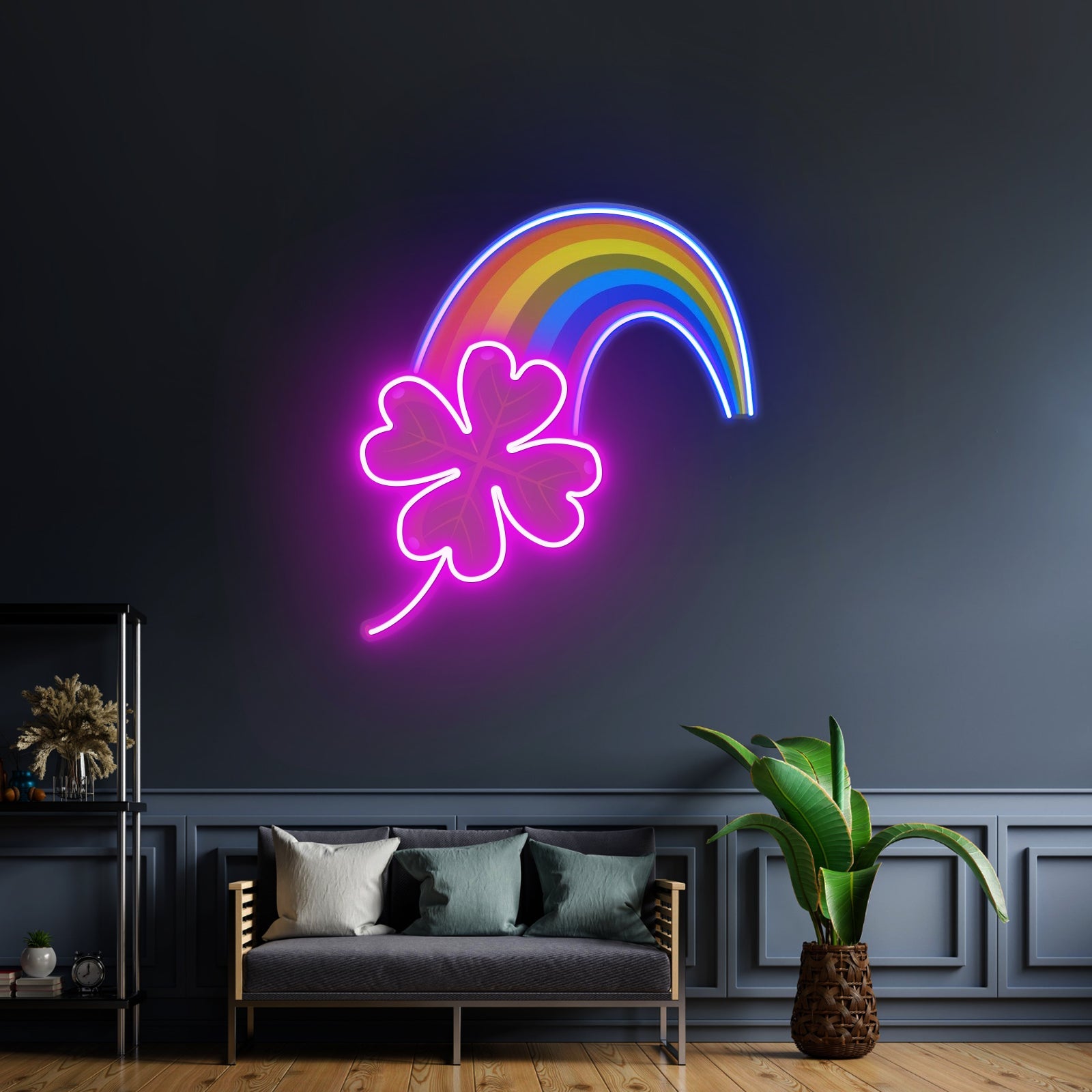 Rainbow Four Leaf Clover St Patrick Home Decor Led Signs - Shineneon