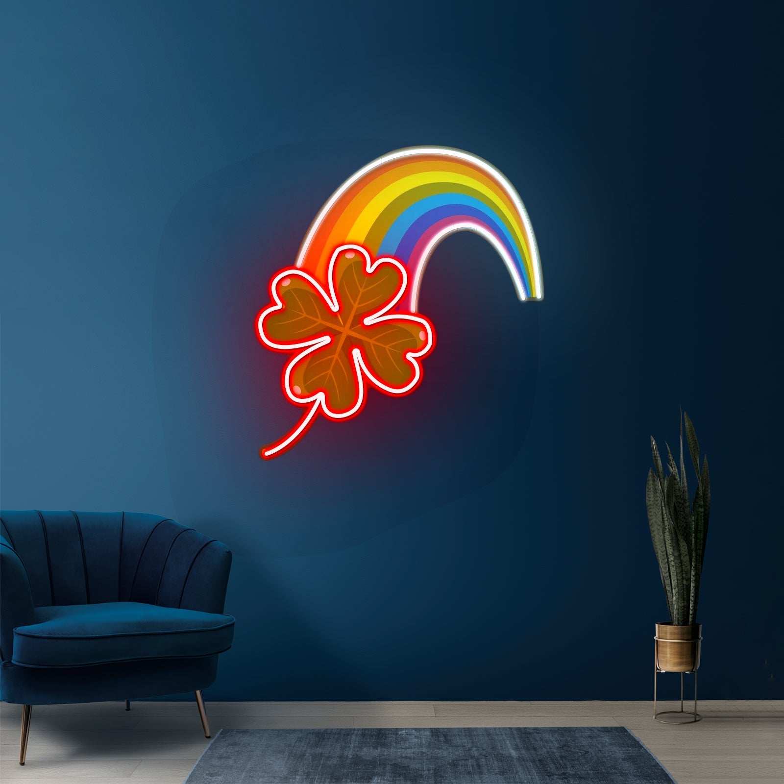 Rainbow Four Leaf Clover St Patrick Home Decor Led Signs - Shineneon