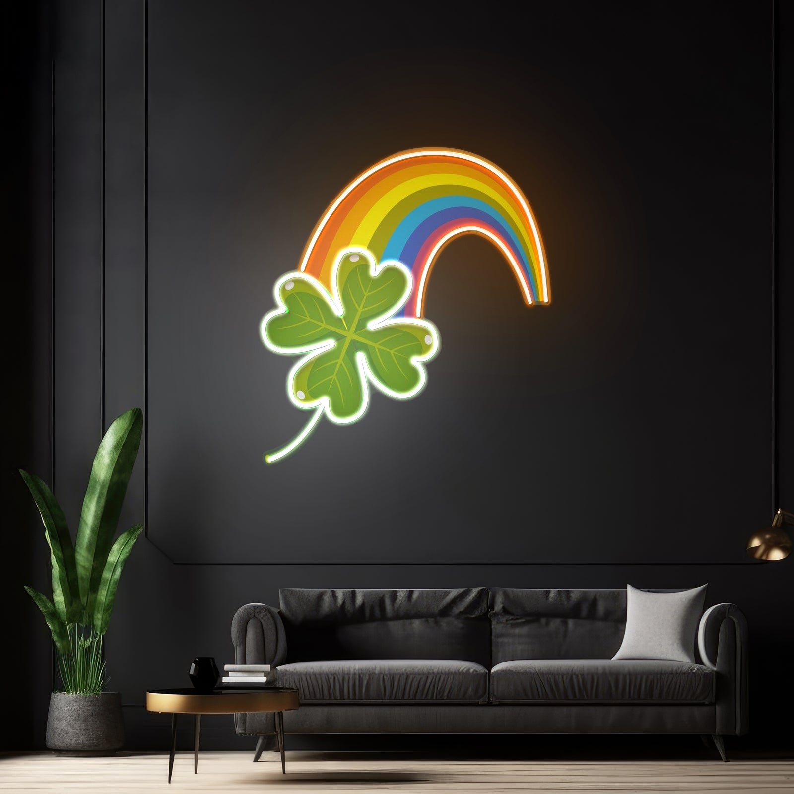 Rainbow Four Leaf Clover St Patrick Home Decor Led Signs - Shineneon