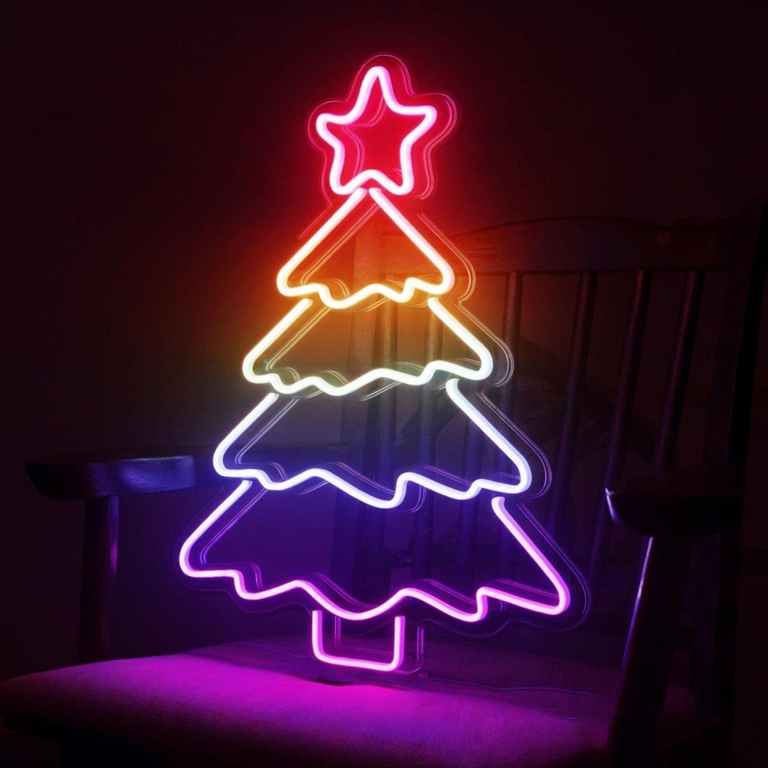 Rainbow Gradient Christmas Tree Led Neon Sign For Holiday Home Decor | Shineneon