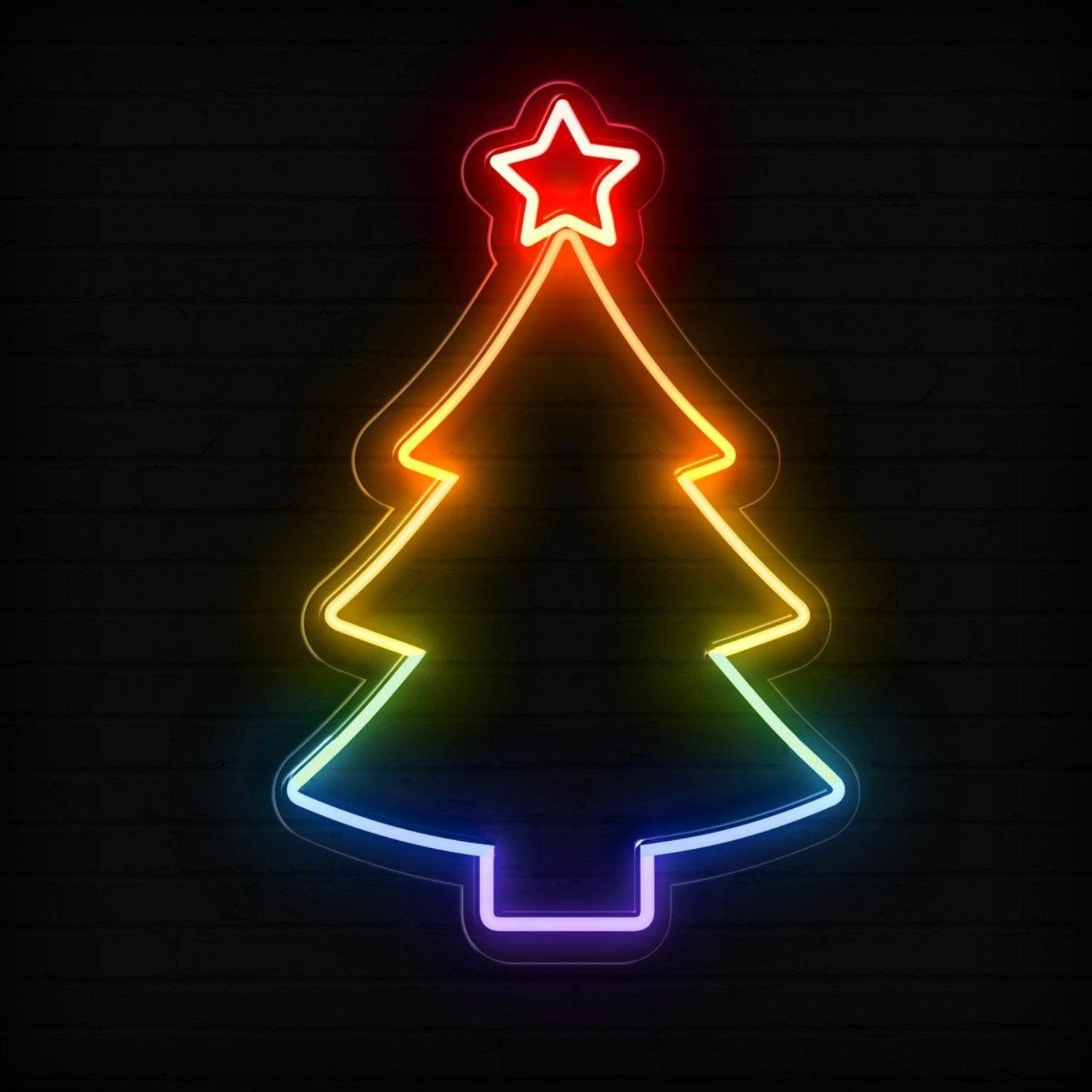 Rainbow Gradient Christmas Tree Led Neon Sign For Home Bar Cafe Holiday Decor | Shineneon