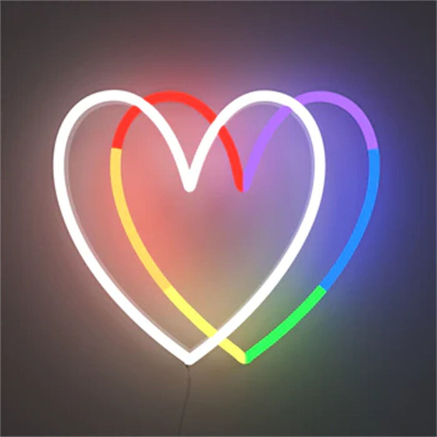 Rainbow Heart Led Neon Sign For Weddings Bars And Home Decor | Shineneon