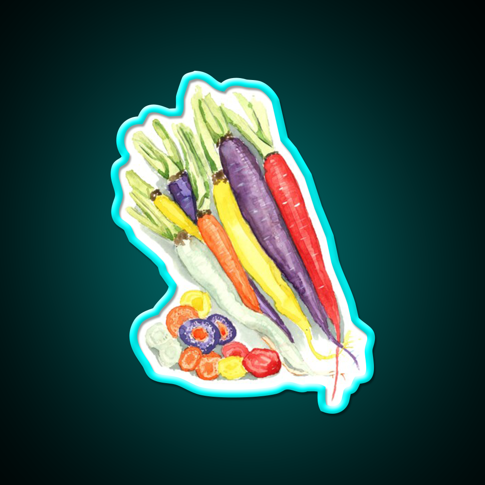 Rainbow Heirloom Carrots Snack Food Led Neon Sign Rgb Color