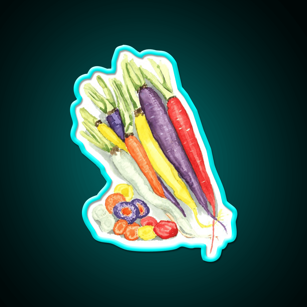Rainbow Heirloom Carrots Snack Food Led Neon Sign Rgb Color - Shineneon