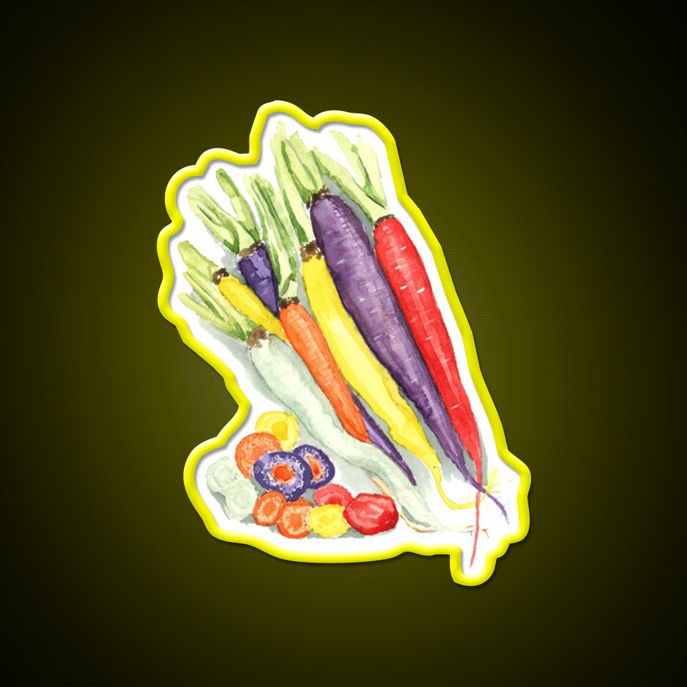 Rainbow Heirloom Carrots Snack Food Led Neon Sign Rgb Color